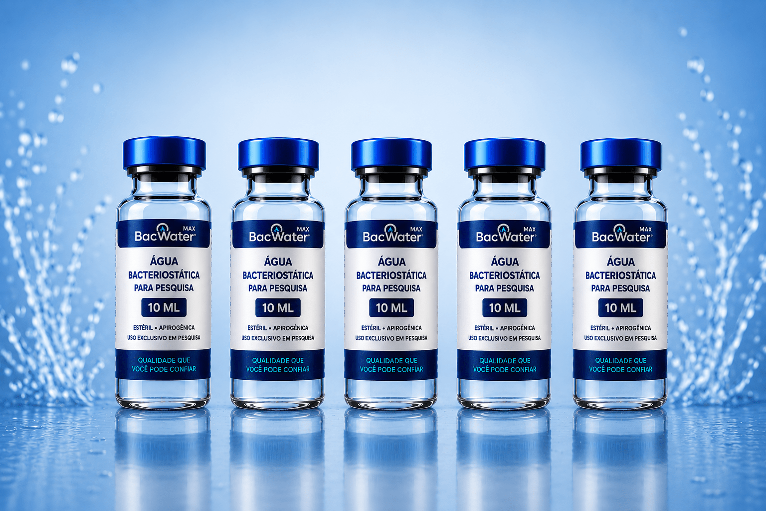 Embalagem BacWater Max Água Bacteriostática 10 ml